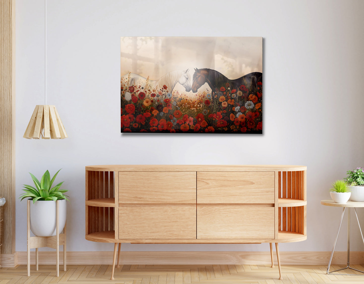 Horse Floral Meadow Black African American canvas print view 20