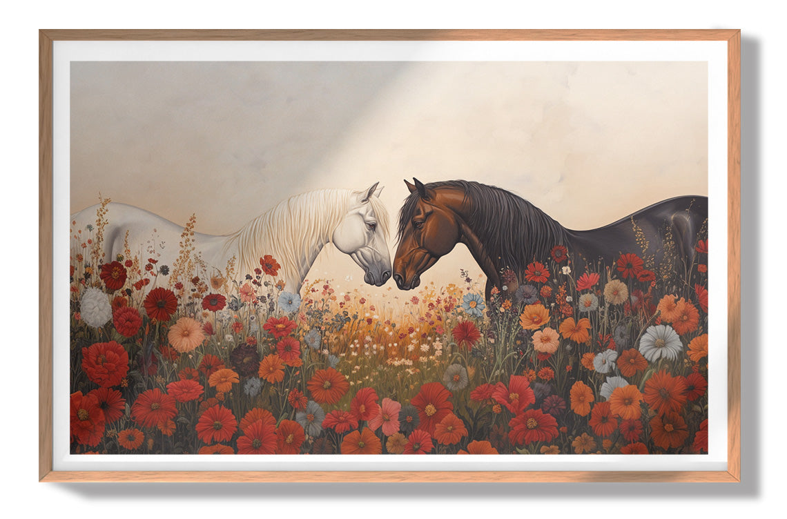 Horse Floral Meadow Black African American canvas print view 79