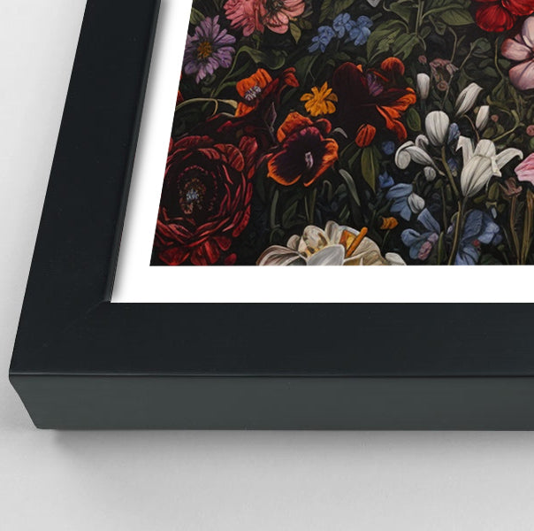 White Horse Floral Black African American canvas print view 70