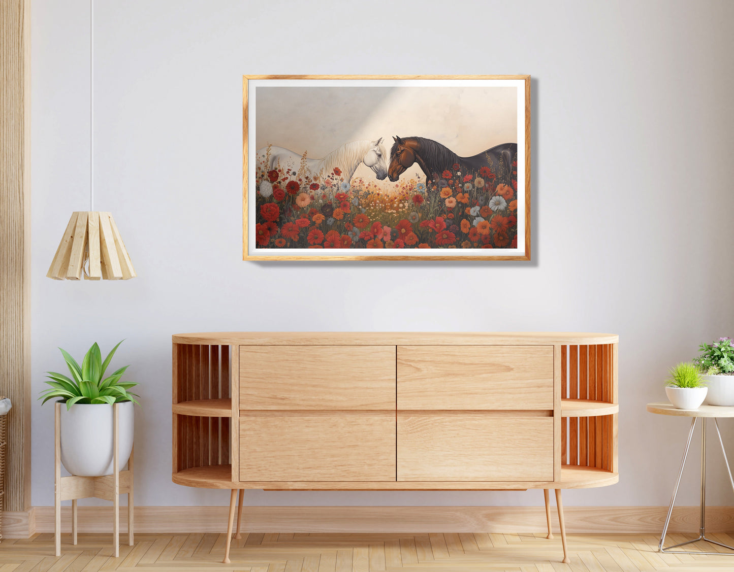 Horse Floral Meadow Black African American canvas print view 74