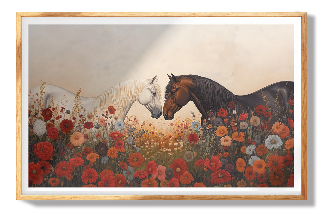 Horse Floral Meadow Black African American canvas print view 73