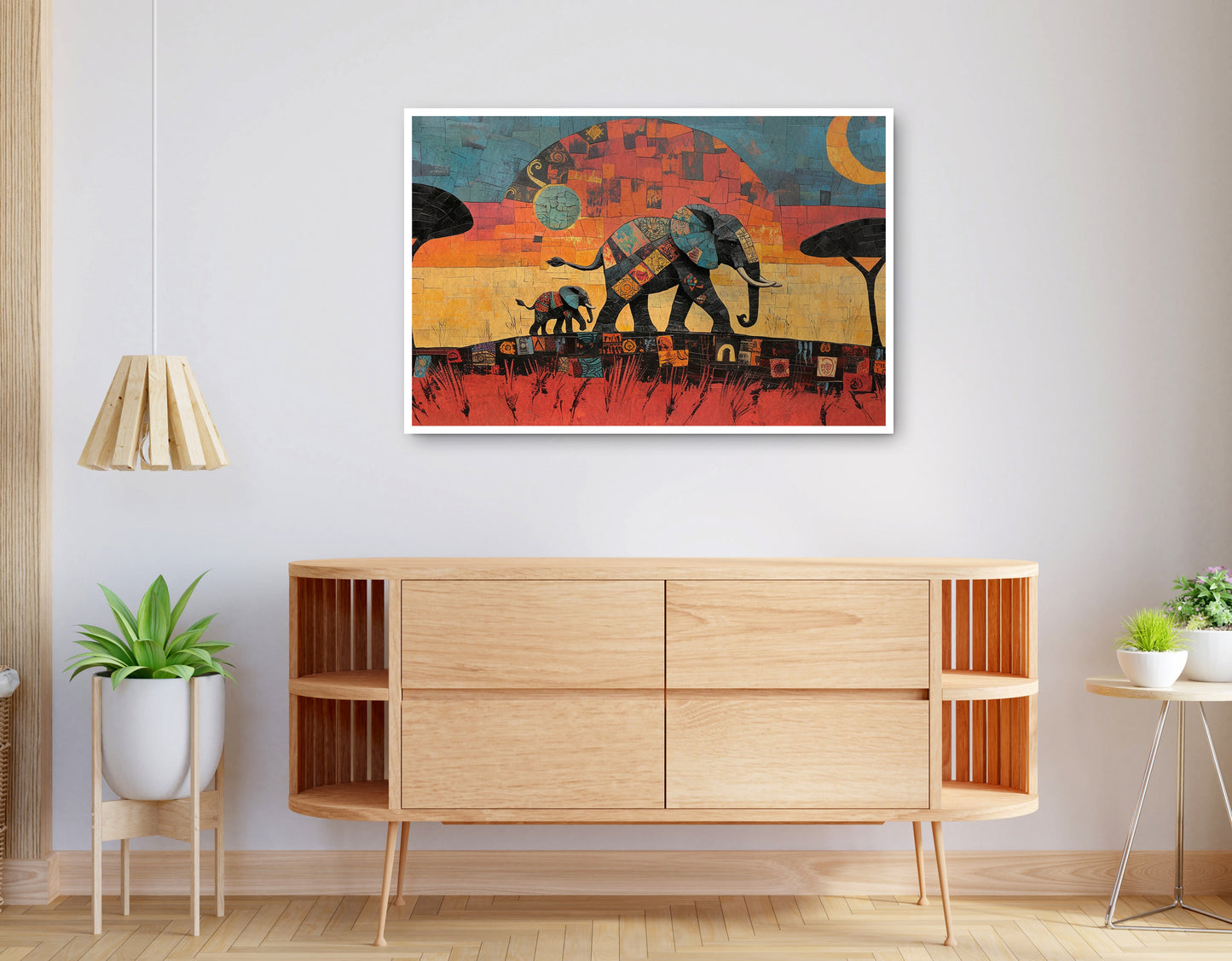 Alternate view of Elephant Sunset Abstract African American abstract art canvas print