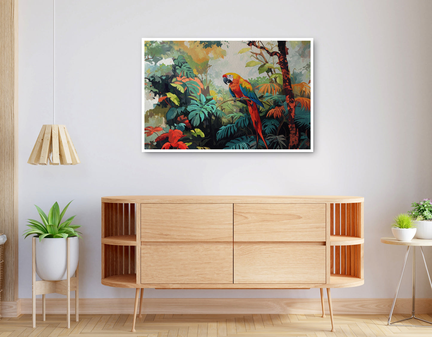 Alternate view of Tropical Parrot Jungle Black Caribbean wall art canvas print