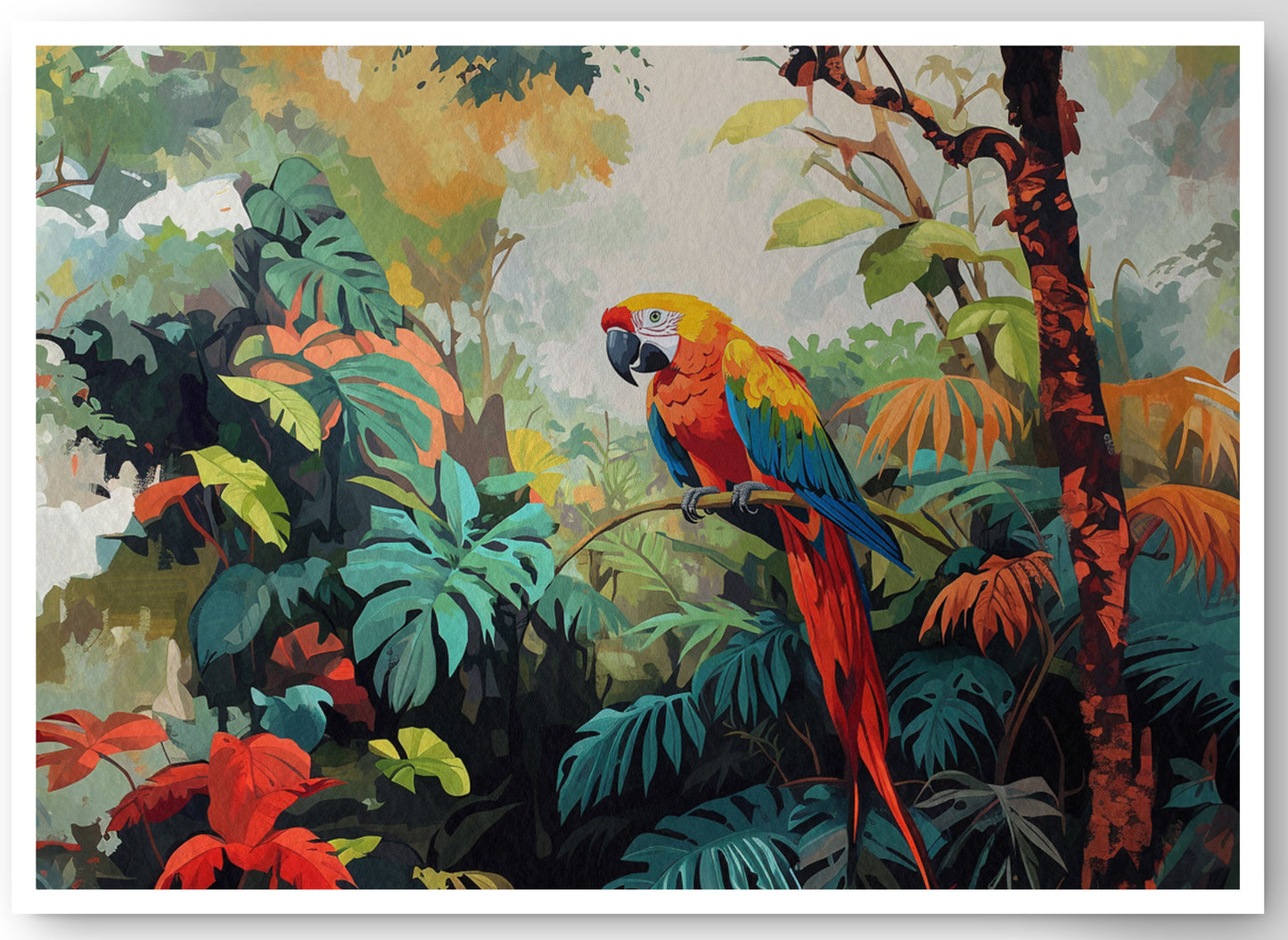 Tropical Parrot Jungle Black Caribbean wall art canvas print by MoomZee Artwork
