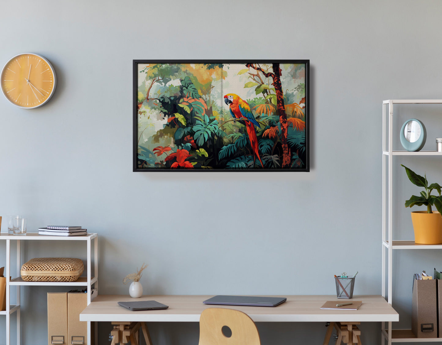 Tropical Parrot Jungle Black Caribbean wall art view 30