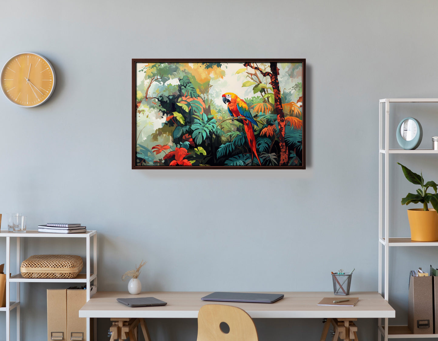 Tropical Parrot Jungle Black Caribbean wall art view 36
