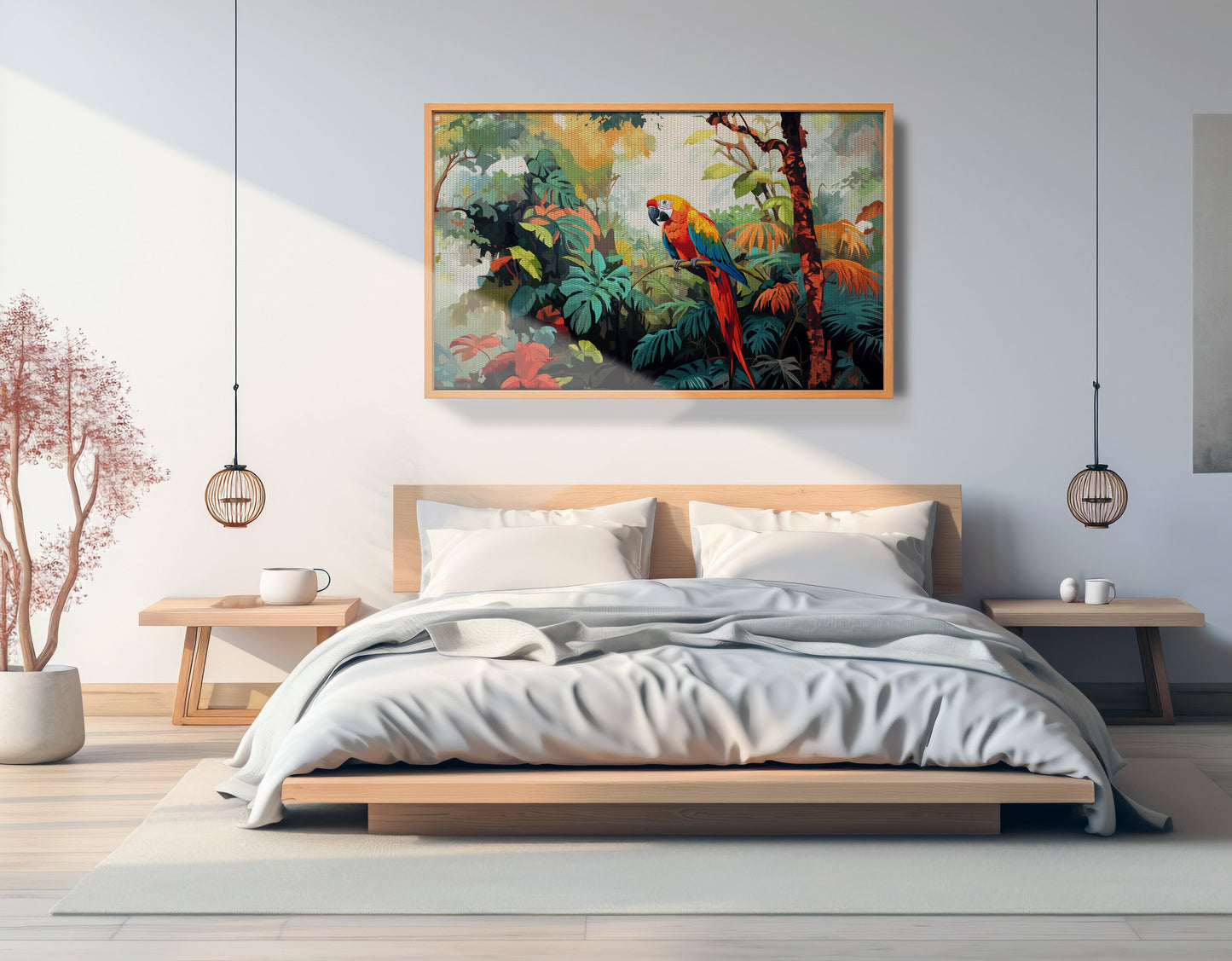 Tropical Parrot Jungle Black Caribbean wall art view 45