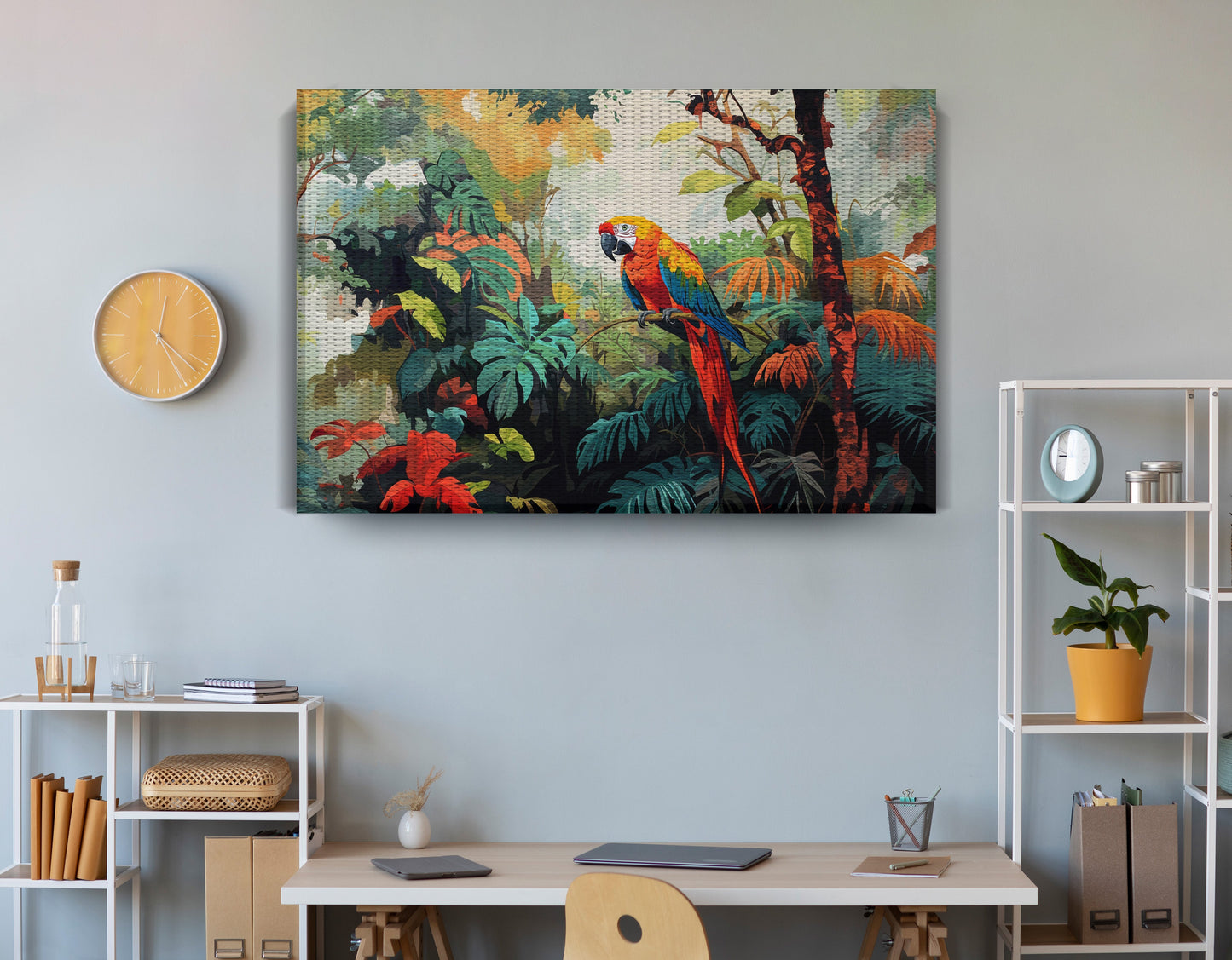 Tropical Parrot Jungle Black Caribbean wall art view 18