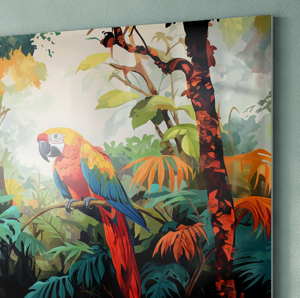 Tropical Parrot Jungle Black Caribbean wall art view 22