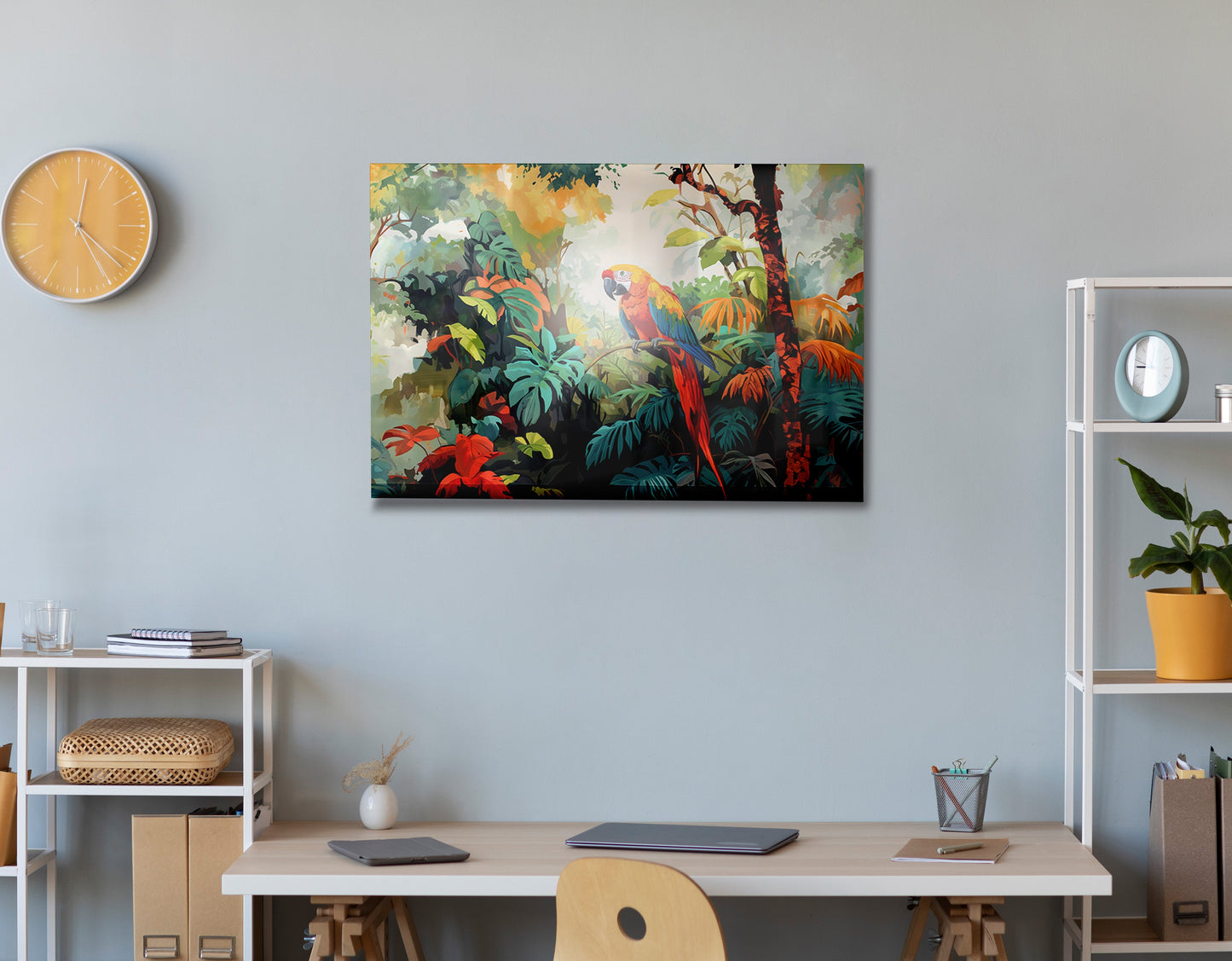 Tropical Parrot Jungle Black Caribbean wall art view 24