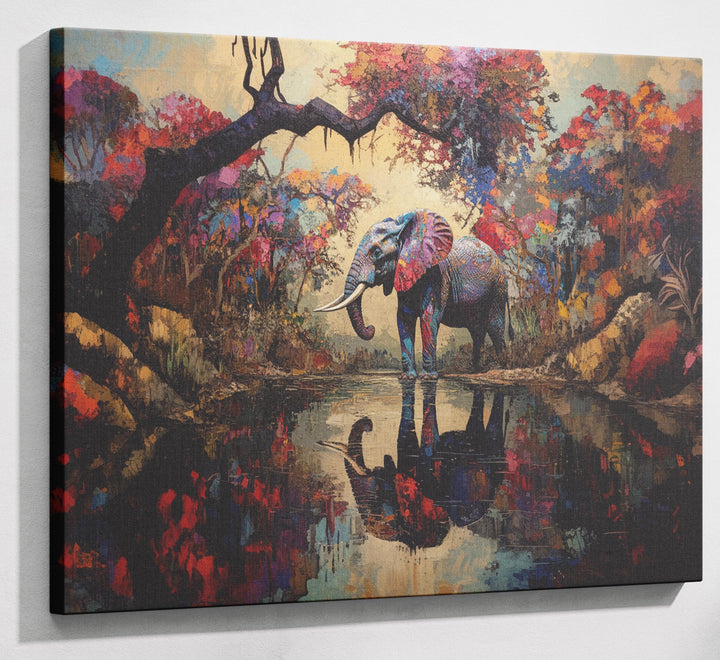Elephant Forest Reflection African American canvas print canvas print with visible wall art format