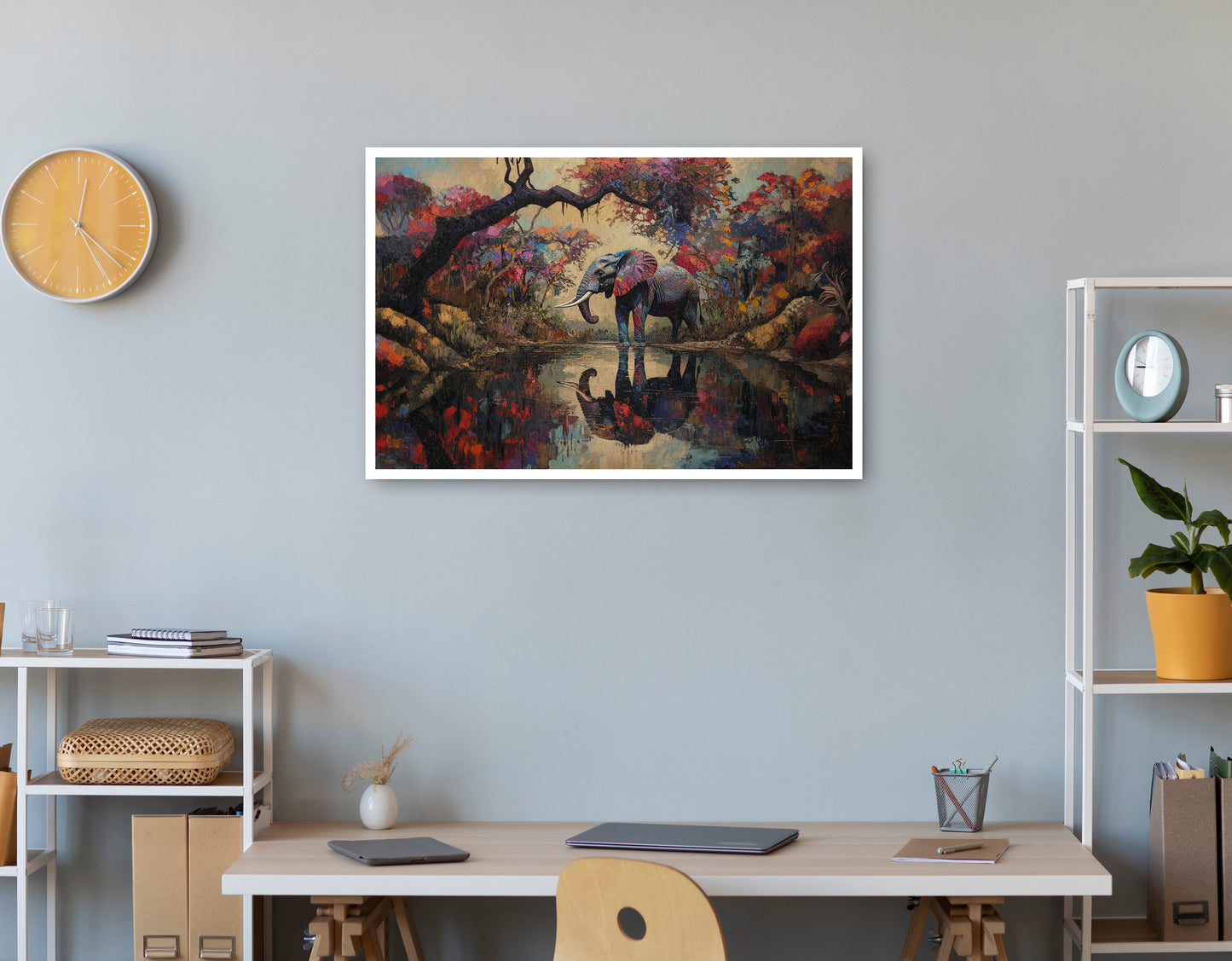 Elephant Forest Reflection African American canvas print print view