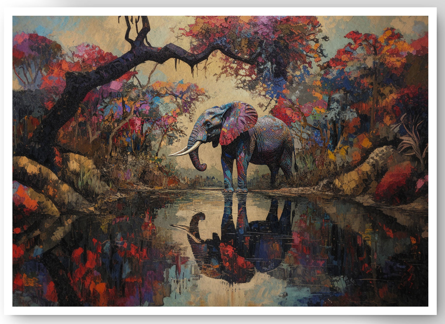 Elephant Forest Reflection African American canvas print by MoomZee Artwork