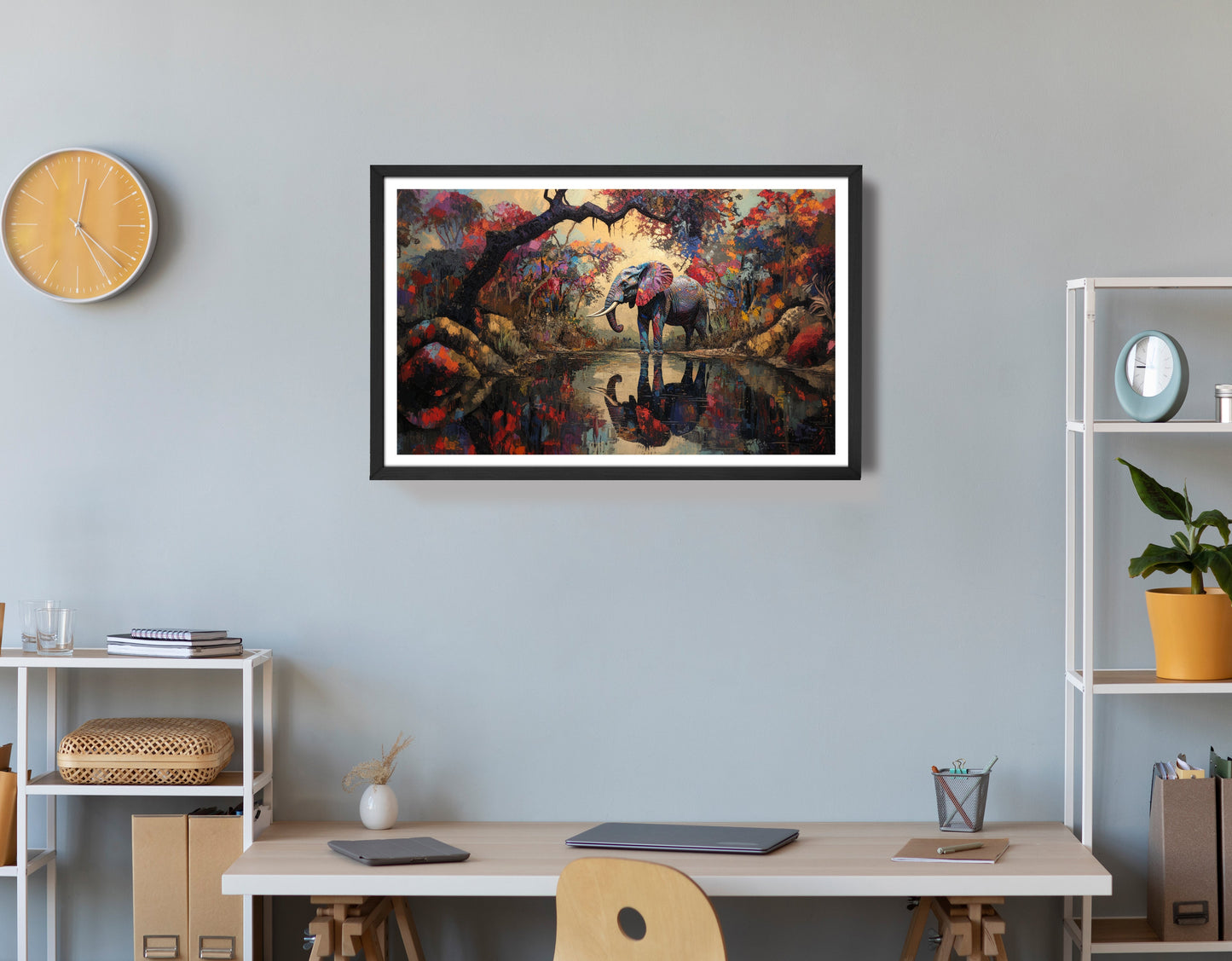 Elephant Forest Reflection African American canvas print view 72