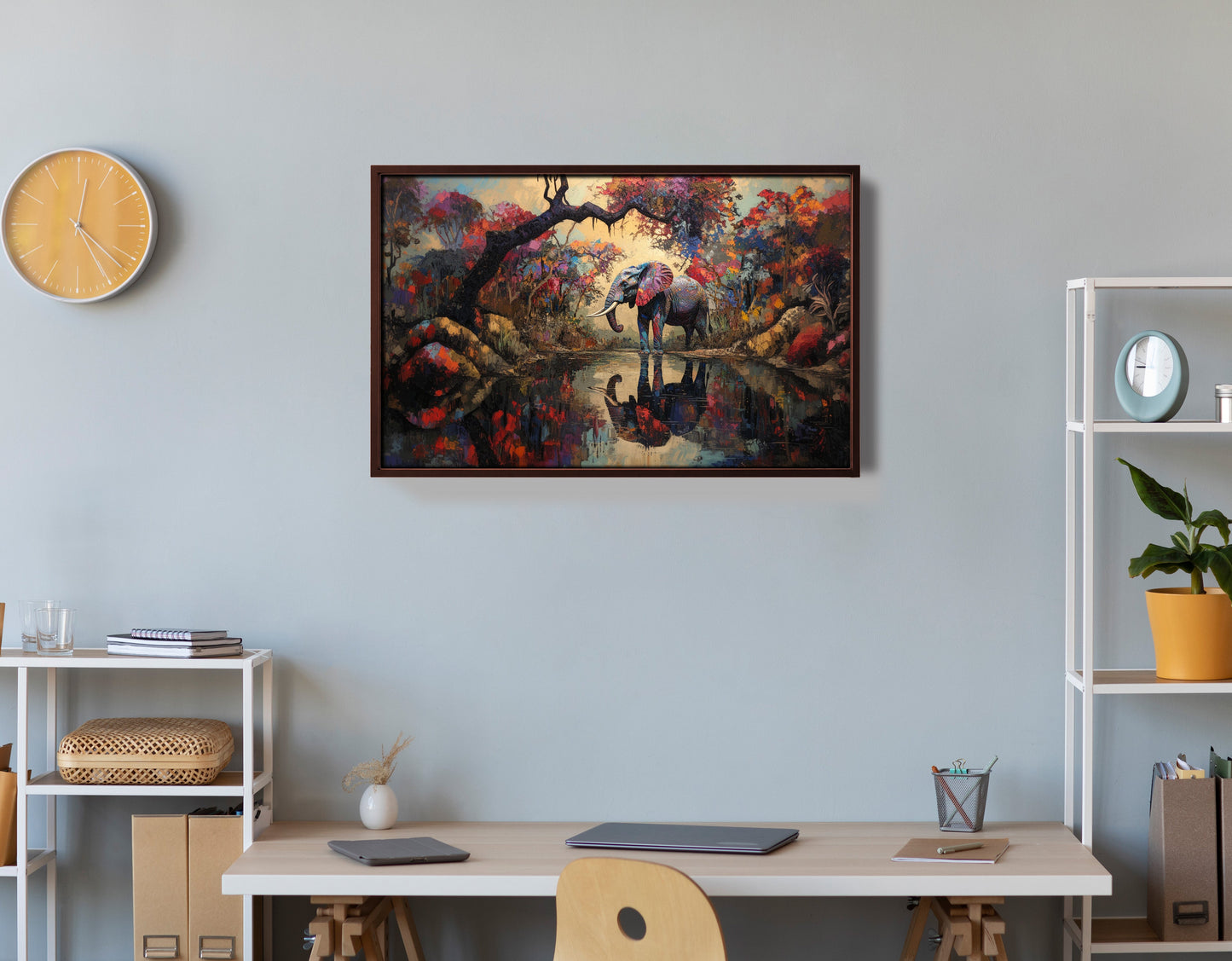 Elephant Forest Reflection African American canvas print view 36