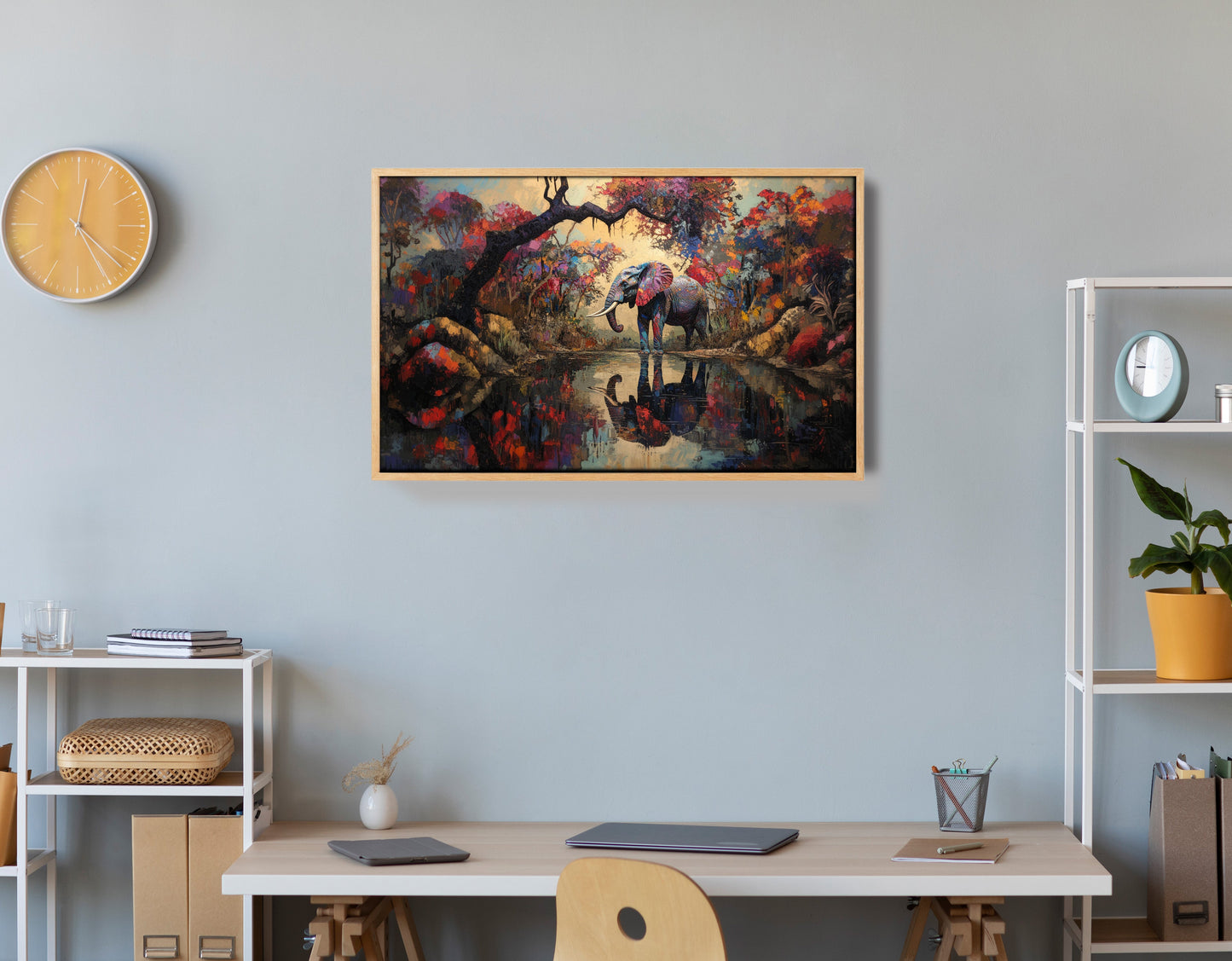 Elephant Forest Reflection African American canvas print view 54