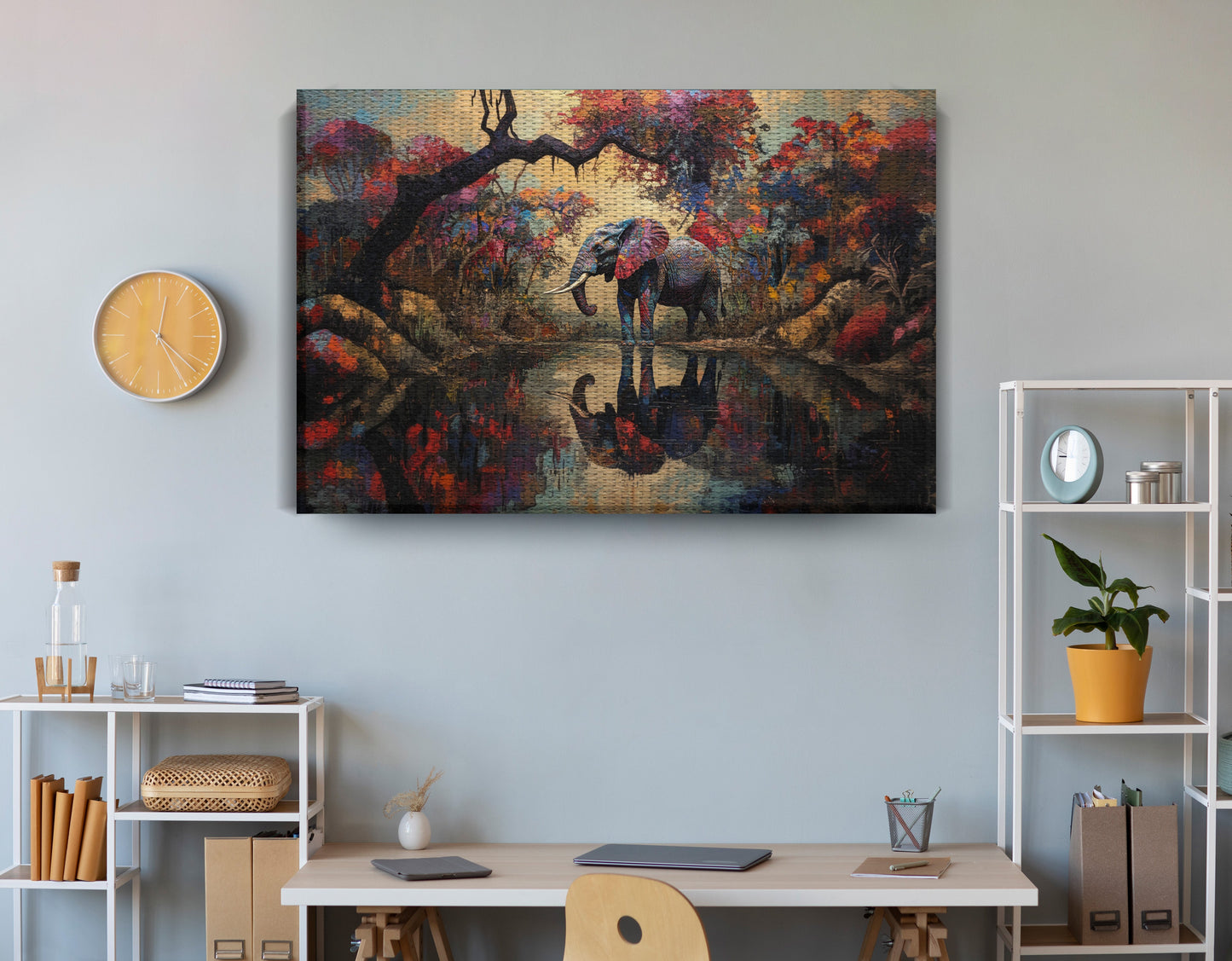 Elephant Forest Reflection African American canvas print view 18