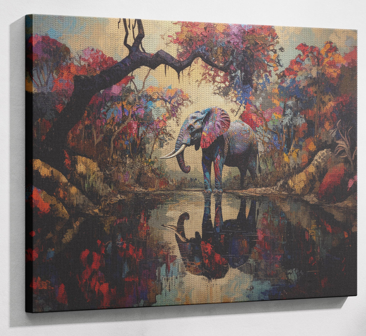 Elephant Forest Reflection African American canvas print view 13