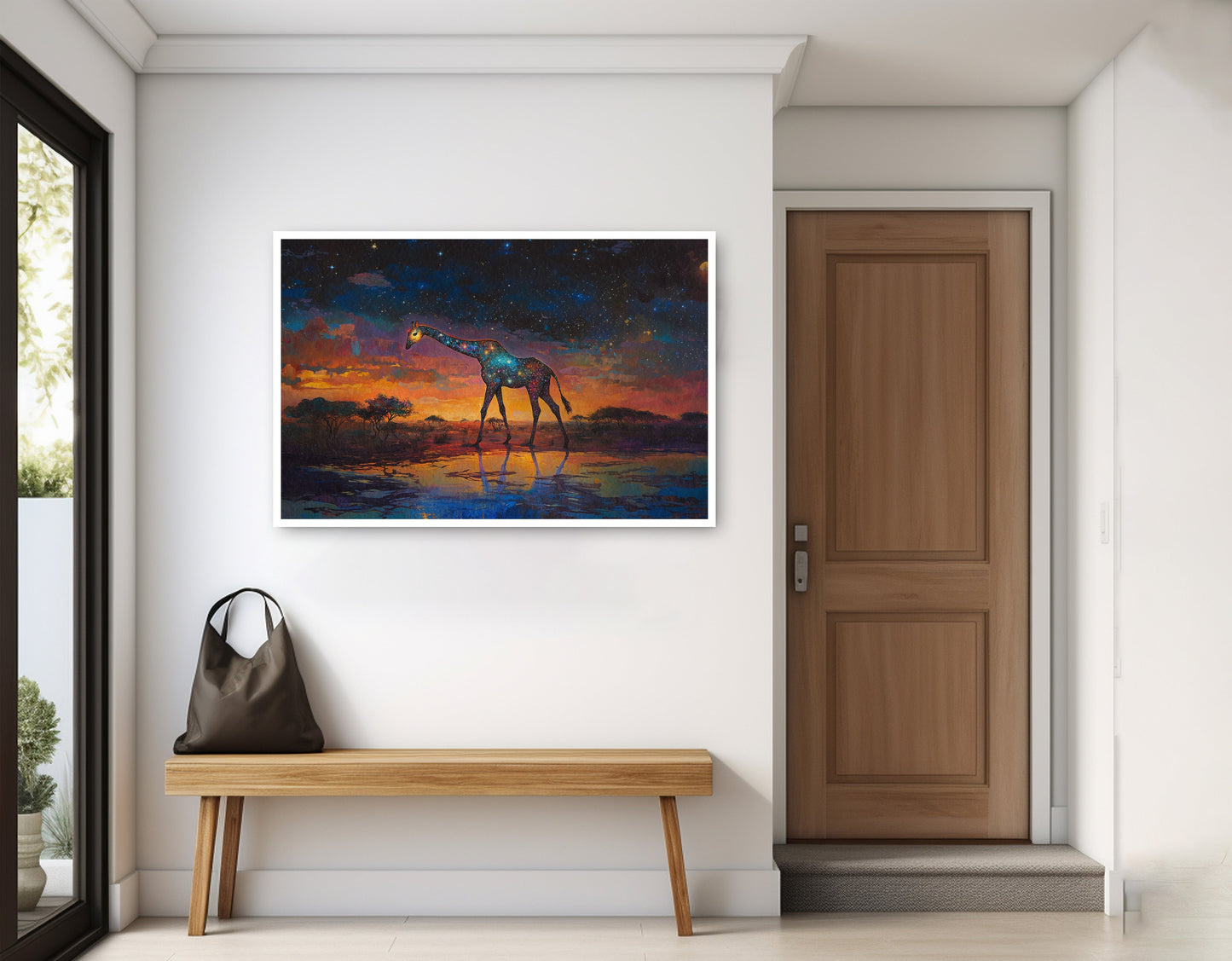 Glowing Giraffe Sunset Black African American canvas print home decor view