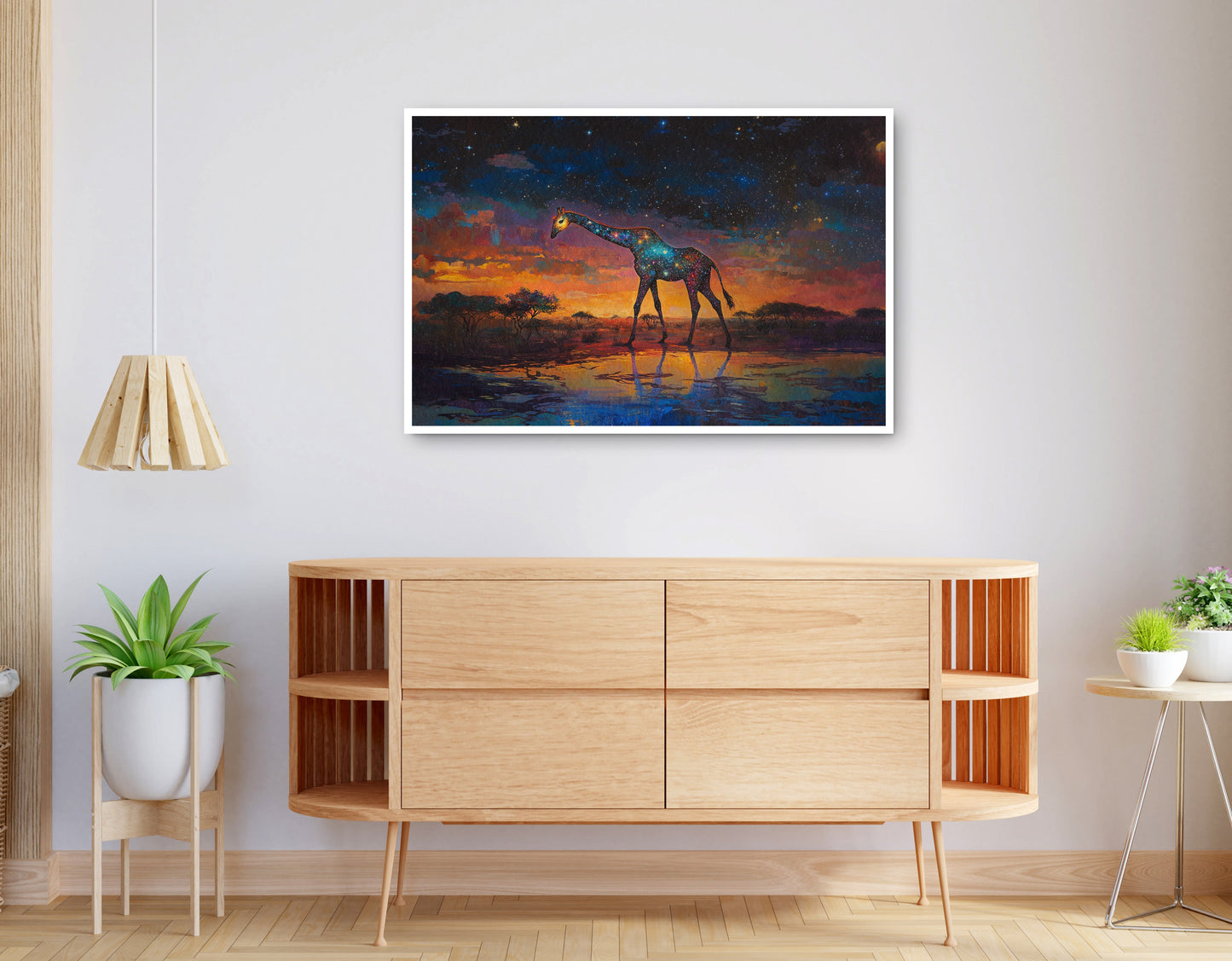 Alternate view of Glowing Giraffe Sunset Black African American canvas print