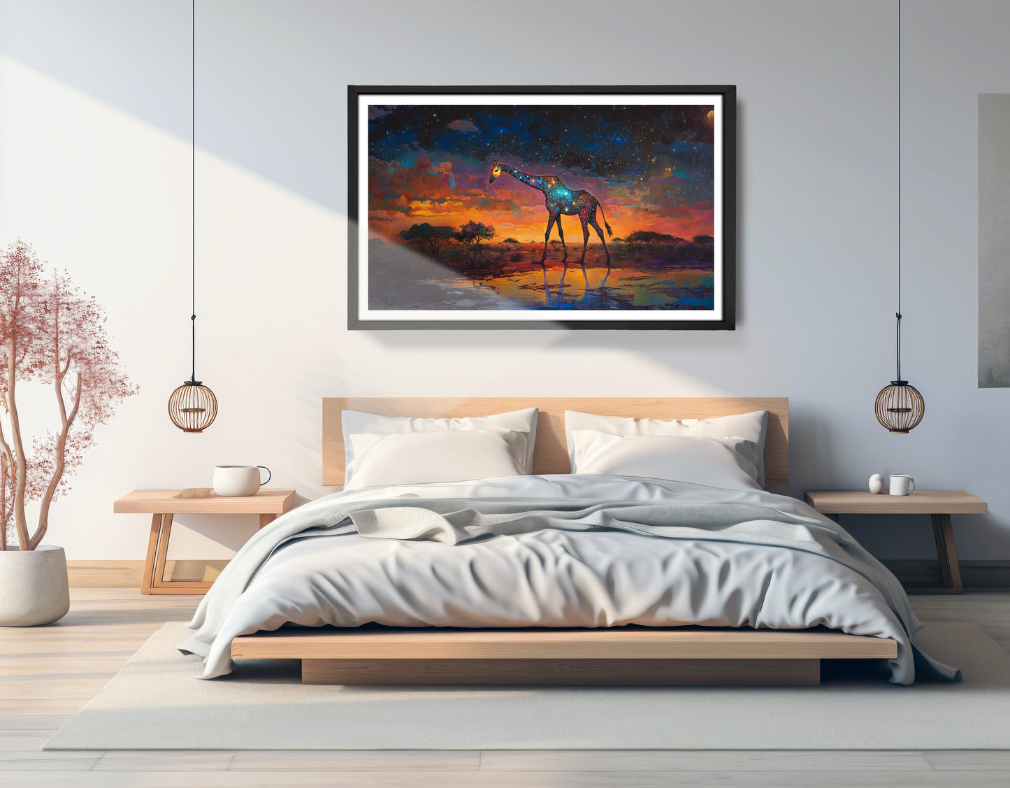 Glowing Giraffe Sunset Black African American canvas print view 69