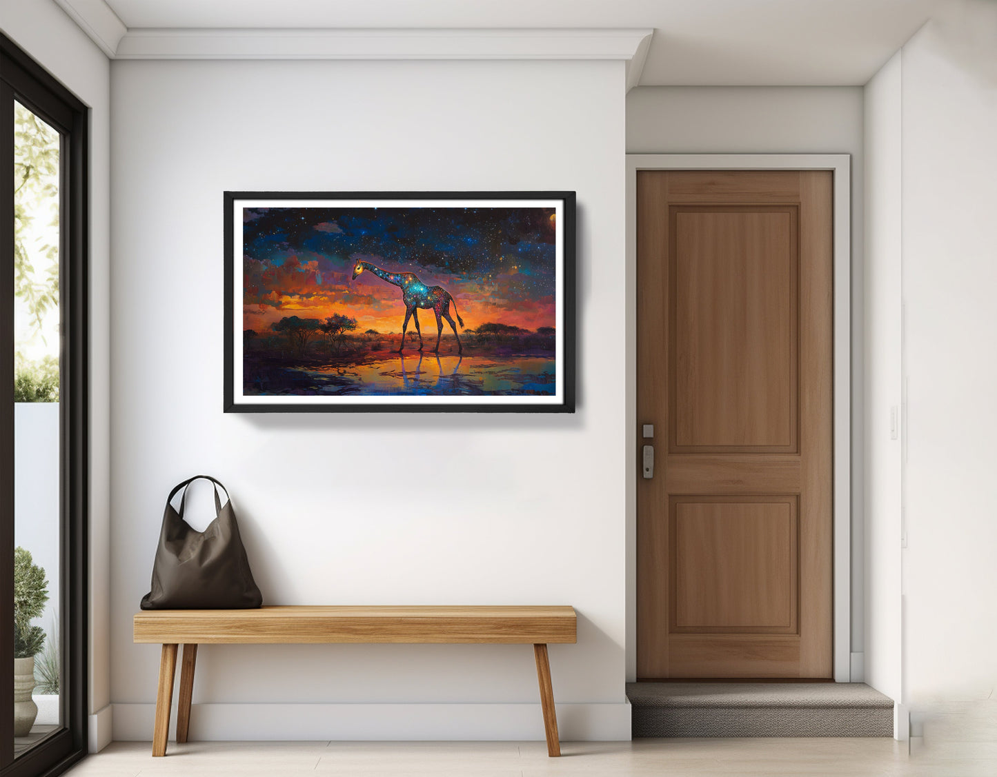 Glowing Giraffe Sunset Black African American canvas print view 71
