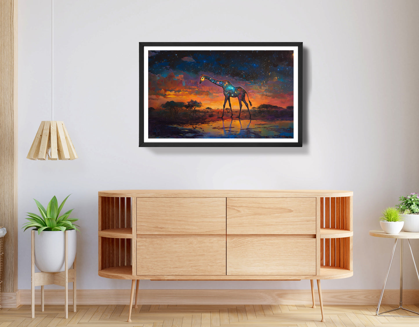 Glowing Giraffe Sunset Black African American canvas print view 68