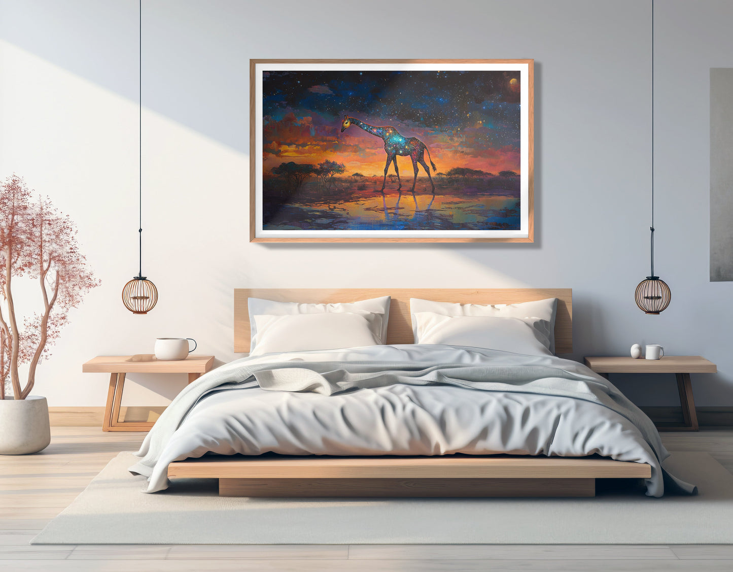 Glowing Giraffe Sunset Black African American canvas print view 81