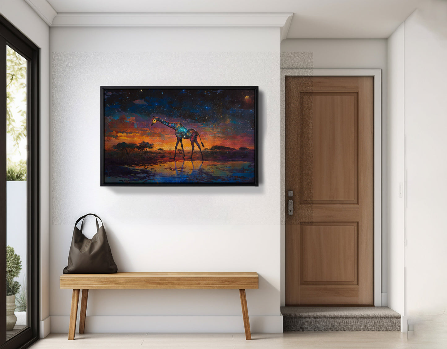Glowing Giraffe Sunset Black African American canvas print view 29