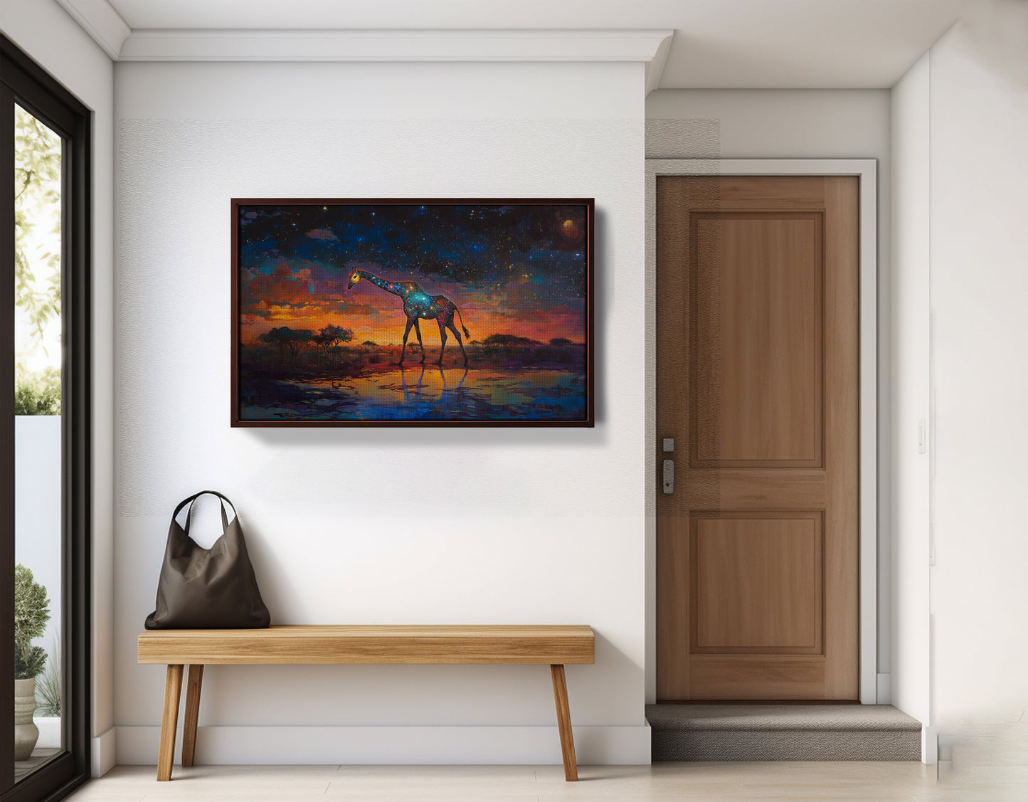 Glowing Giraffe Sunset Black African American canvas print view 35