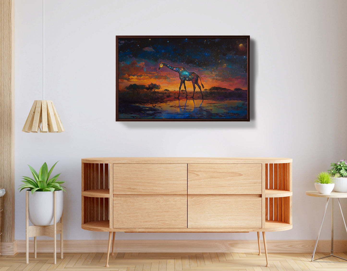 Glowing Giraffe Sunset Black African American canvas print view 32