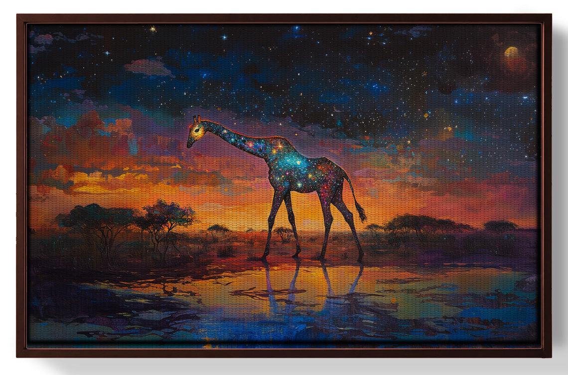 Glowing Giraffe Sunset Black African American canvas print view 31