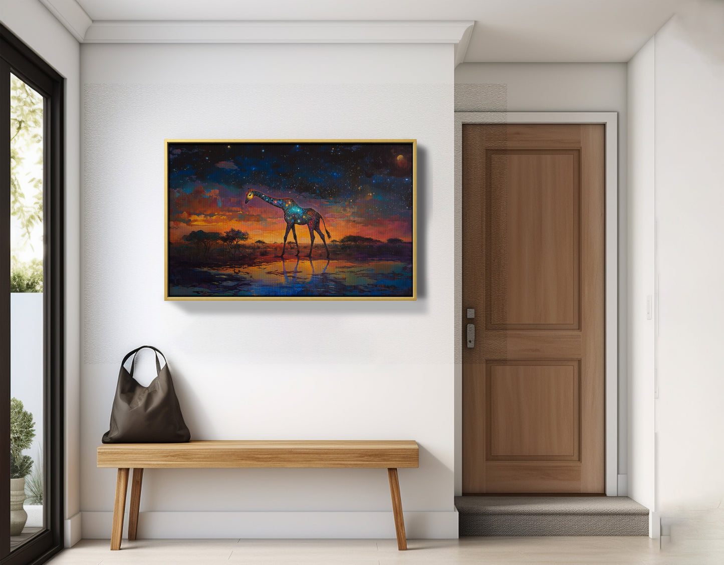 Glowing Giraffe Sunset Black African American canvas print view 41