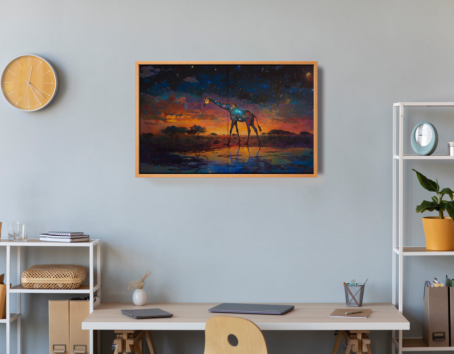 Glowing Giraffe Sunset Black African American canvas print view 48