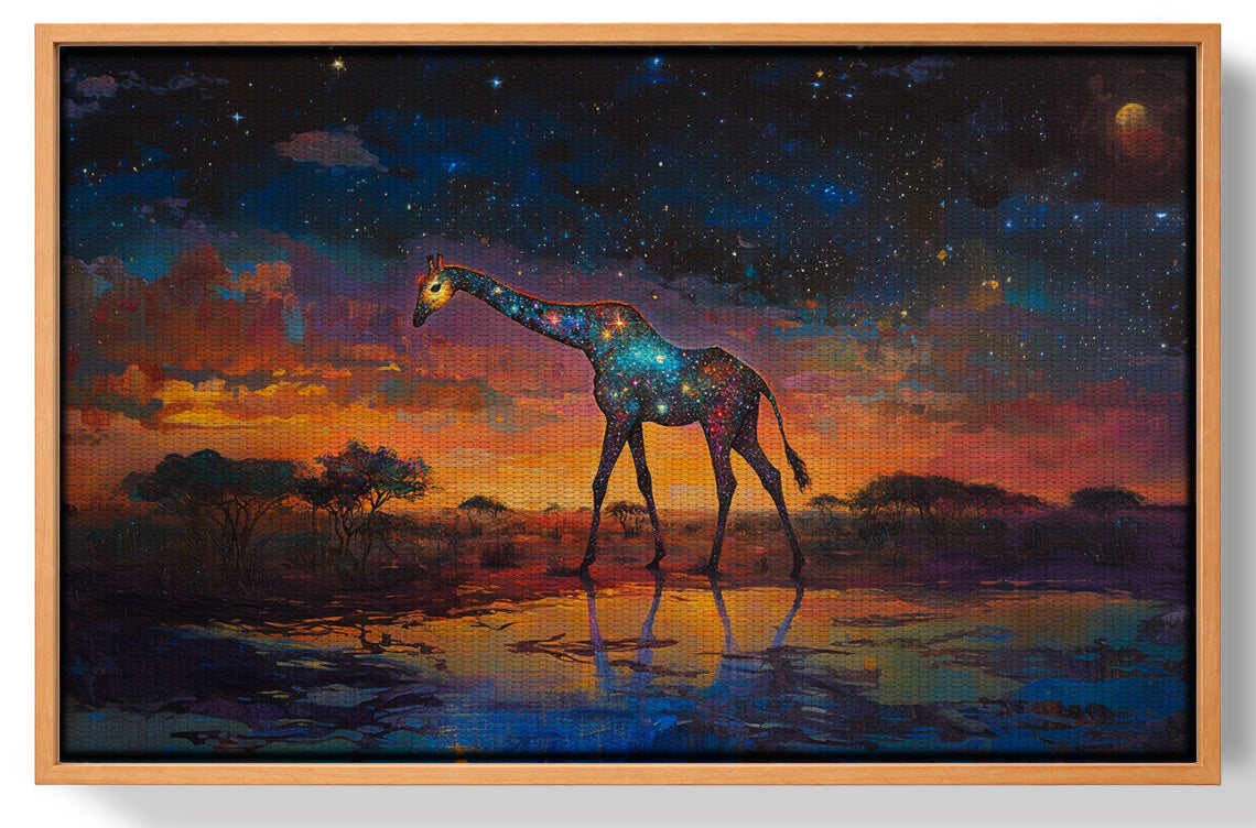 Glowing Giraffe Sunset Black African American canvas print view 43