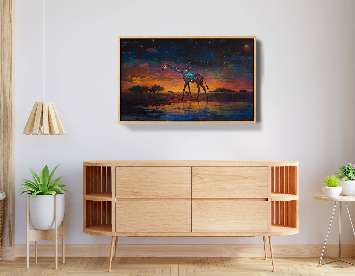 Glowing Giraffe Sunset Black African American canvas print view 50