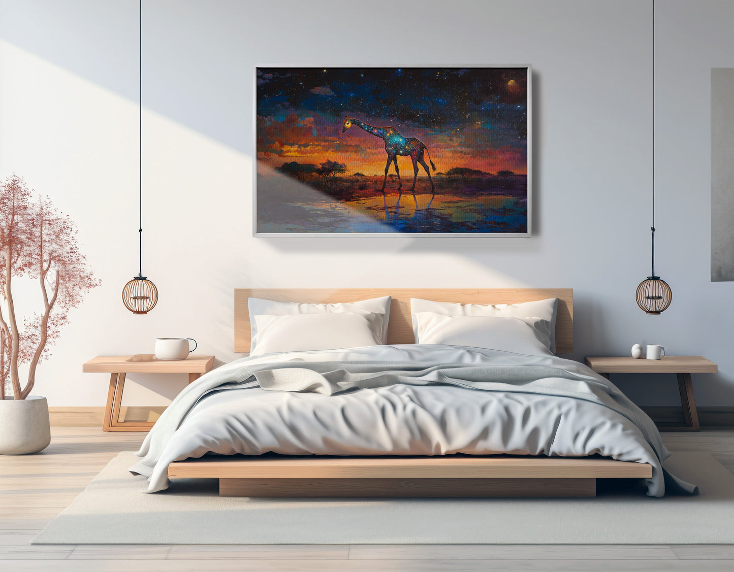 Glowing Giraffe Sunset Black African American canvas print view 57