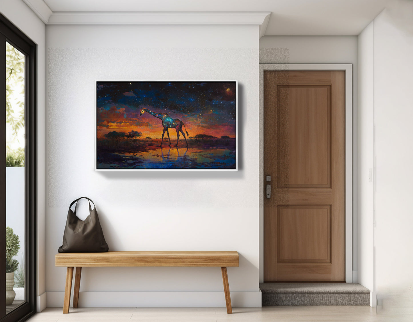 Glowing Giraffe Sunset Black African American canvas print view 65