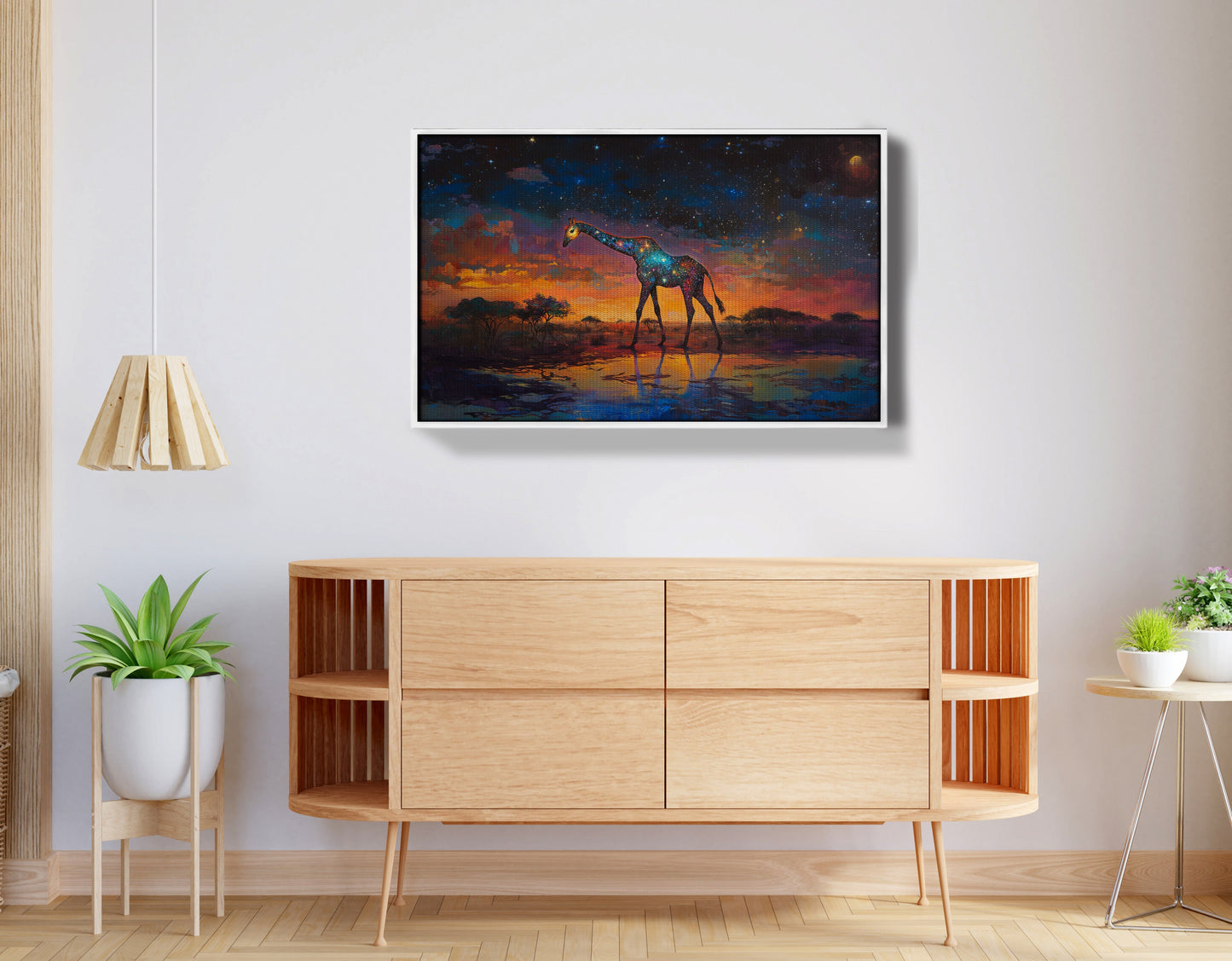 Glowing Giraffe Sunset Black African American canvas print view 62
