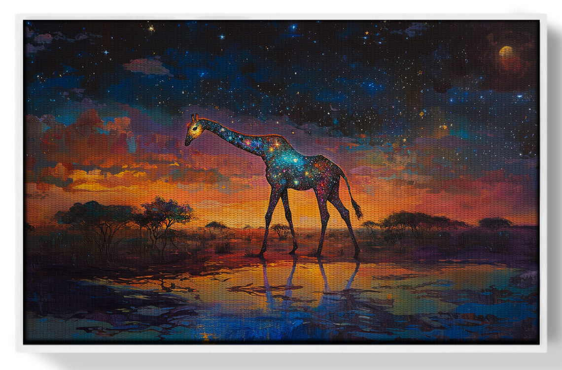 Glowing Giraffe Sunset Black African American canvas print view 61