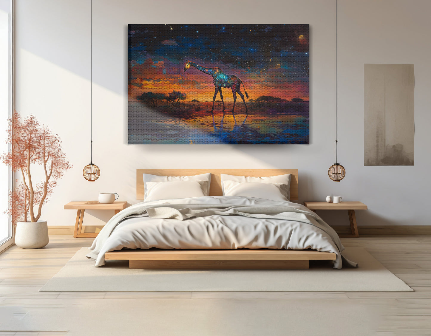 Glowing Giraffe Sunset Black African American canvas print view 15