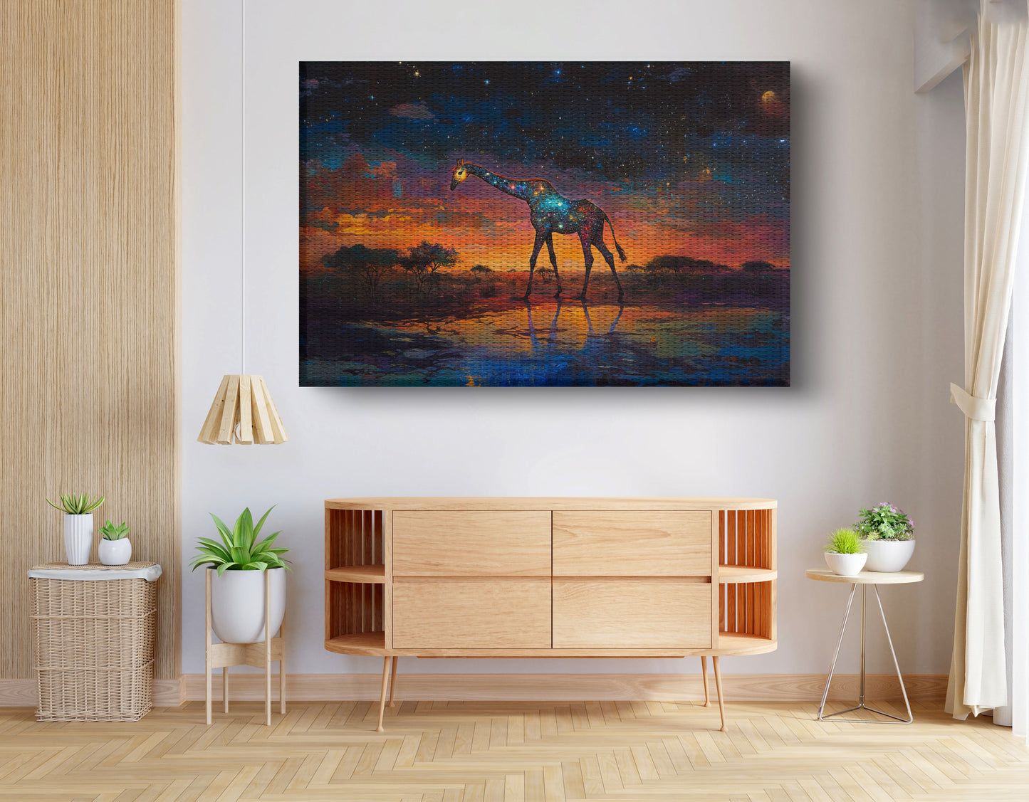 Glowing Giraffe Sunset Black African American canvas print view 14