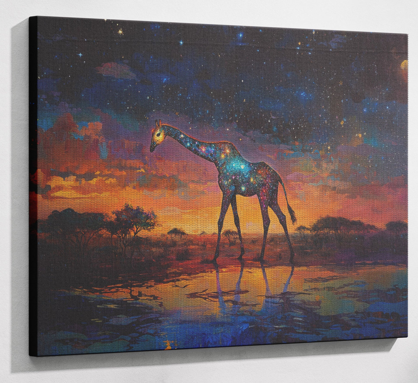 Glowing Giraffe Sunset Black African American canvas print view 13