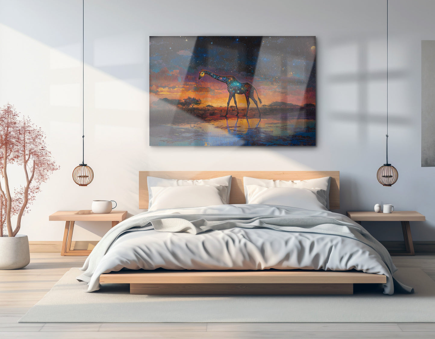 Glowing Giraffe Sunset Black African American canvas print view 21