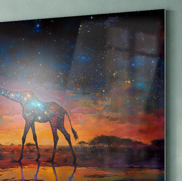 Glowing Giraffe Sunset Black African American canvas print view 22