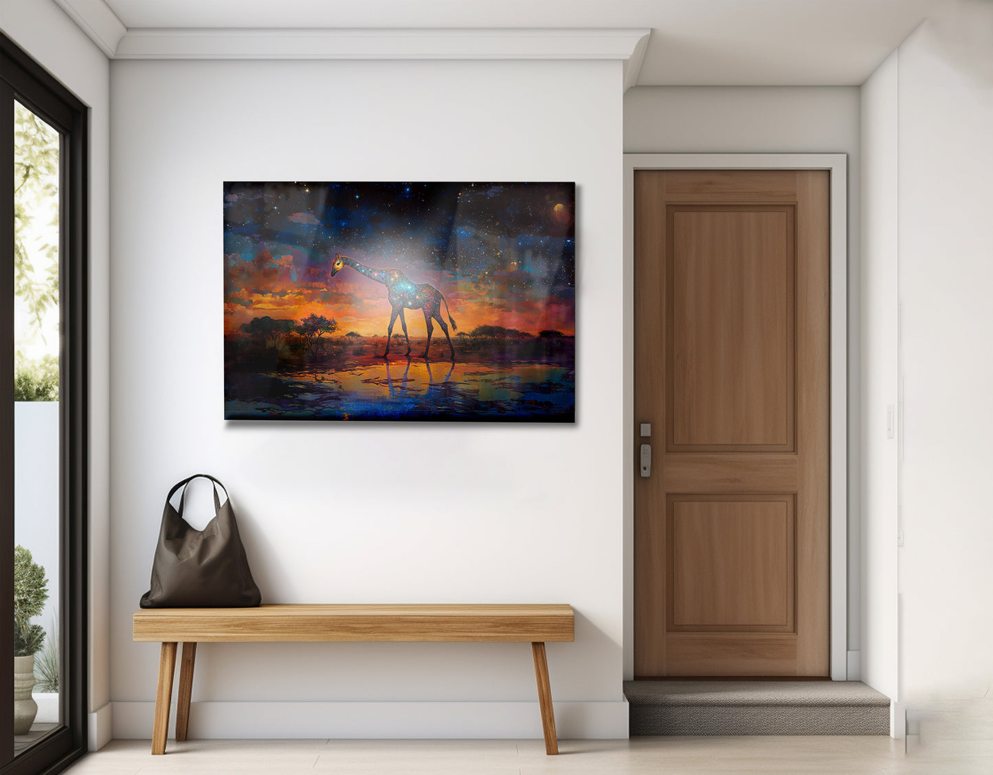Glowing Giraffe Sunset Black African American canvas print view 23