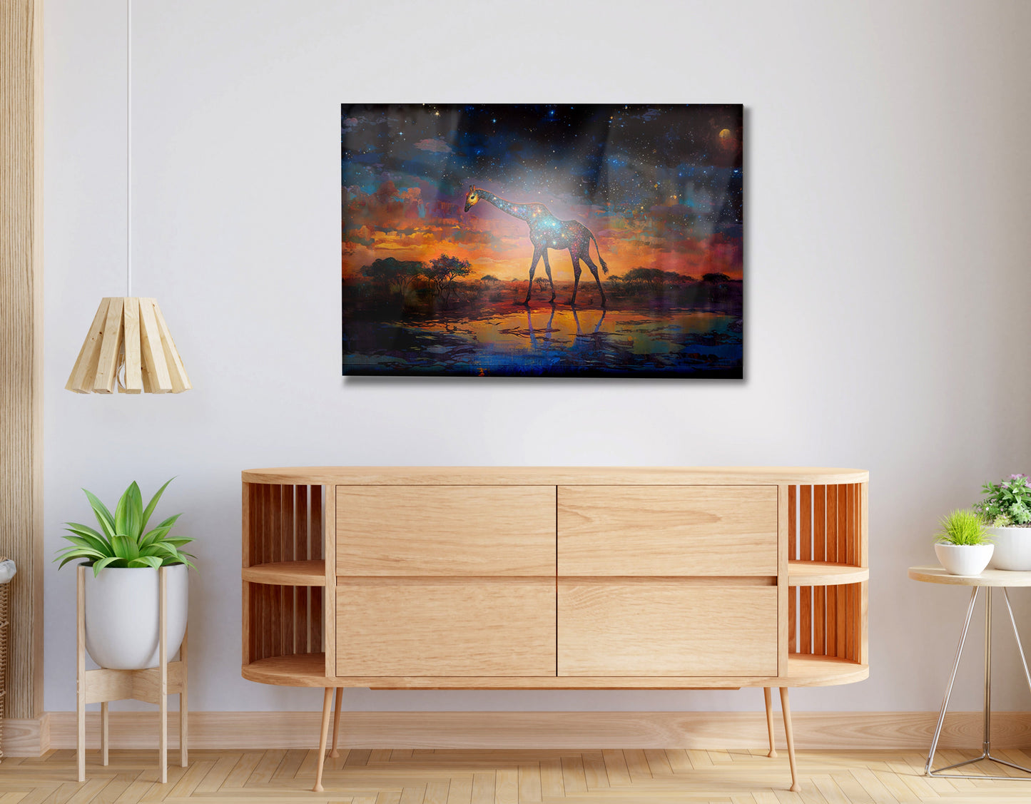 Glowing Giraffe Sunset Black African American canvas print view 20