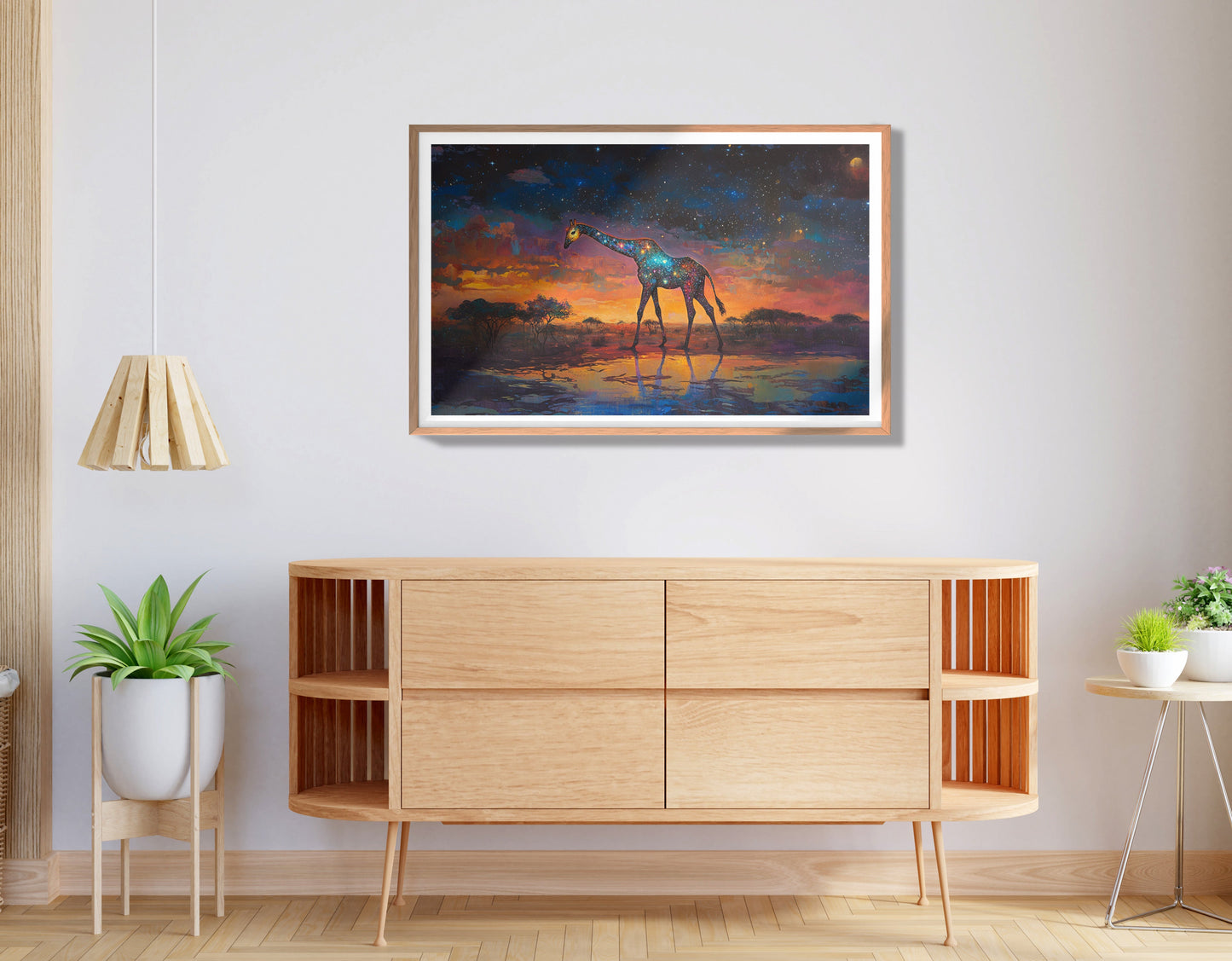 Glowing Giraffe Sunset Black African American canvas print view 80