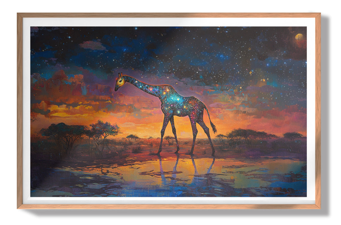 Glowing Giraffe Sunset Black African American canvas print view 79