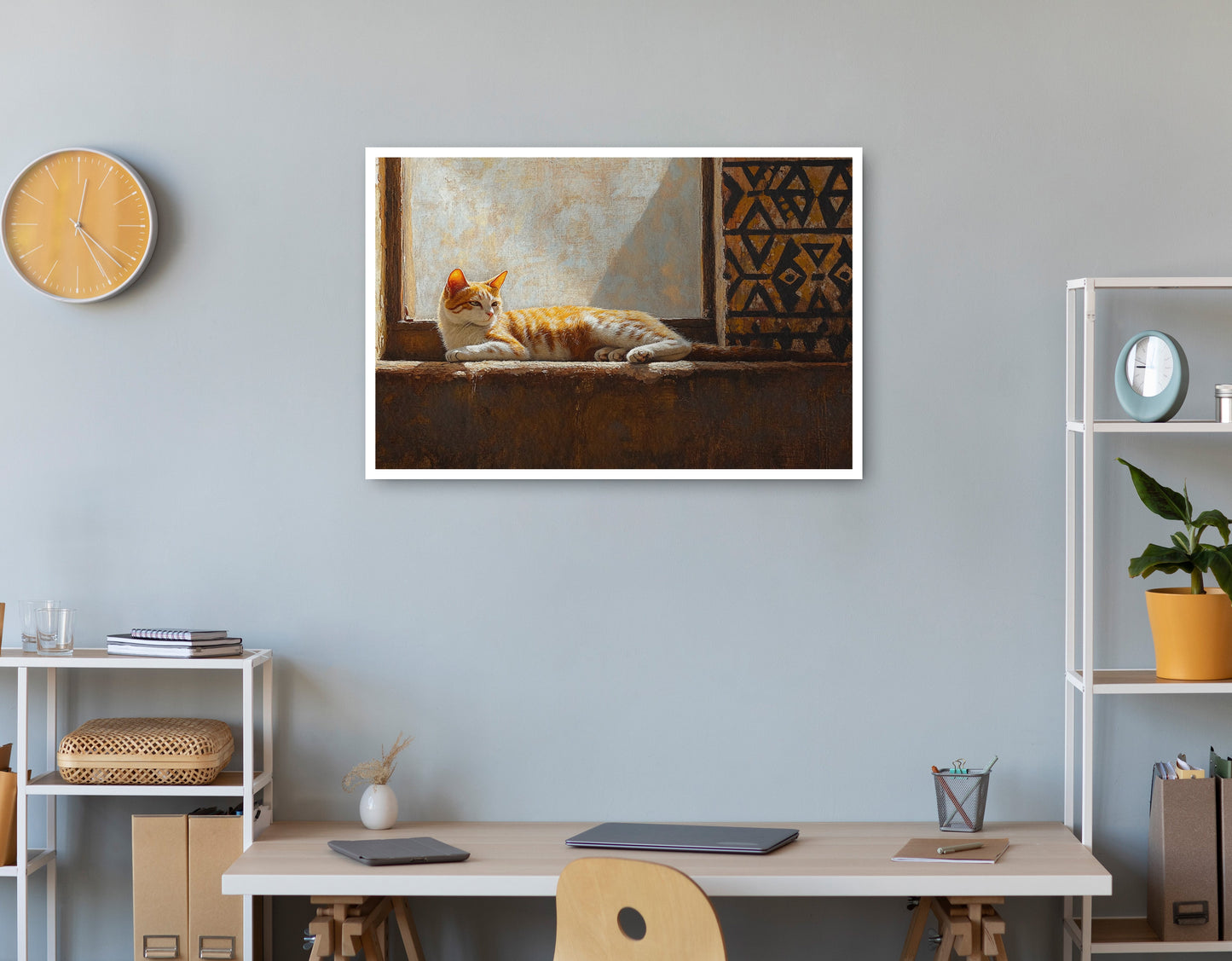 Orange Cat Window African American canvas print print view